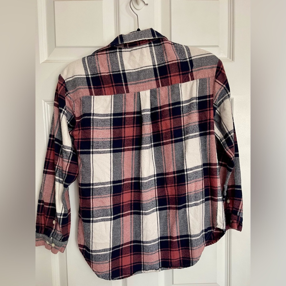 GAP Teen Plaid Shirt in Pink and Navy - Picture 3 of 4